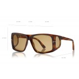 Tom Ford - Rizzo Sunglasses - Occhiali da Sole Quadrati in Acetato - FT0730 - Havana - Tom Ford Eyewear