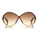 Tom Ford - Liora Sunglasses - Occhiali da Sole Rotondi Oversize in Acetato - FT0528 - Marrone - Tom Ford Eyewear