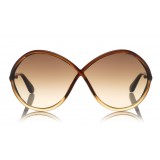 Tom Ford - Liora Sunglasses - Oversized Round Acetate Sunglasses - FT0528 - Brown - Tom Ford Eyewear