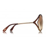 Tom Ford - Liora Sunglasses - Occhiali da Sole Rotondi Oversize in Acetato - FT0528 - Marrone - Tom Ford Eyewear