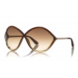 Tom Ford - Liora Sunglasses - Oversized Round Acetate Sunglasses - FT0528 - Brown - Tom Ford Eyewear