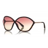 Tom Ford - Bella Sunglasses - Occhiali da Sole Rotondi Oversize in Acetato - FT0529 - Havana Scuro - Tom Ford Eyewear