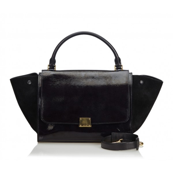 black patent leather satchel