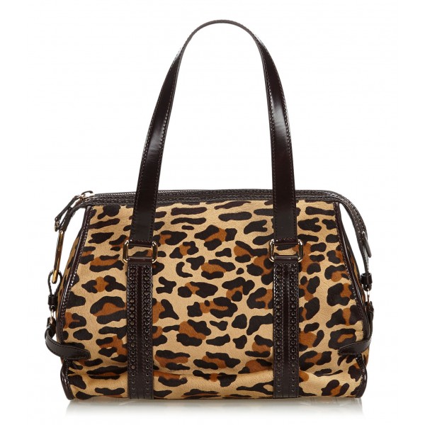Céline Vintage - Leopard Print Pony Hair Shoulder Bag - Brown Leopard ...