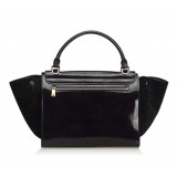 Céline Vintage - Patent Leather Trapeze Satchel Bag - Nero - Borsa in Pelle Verniciata - Alta Qualità Luxury
