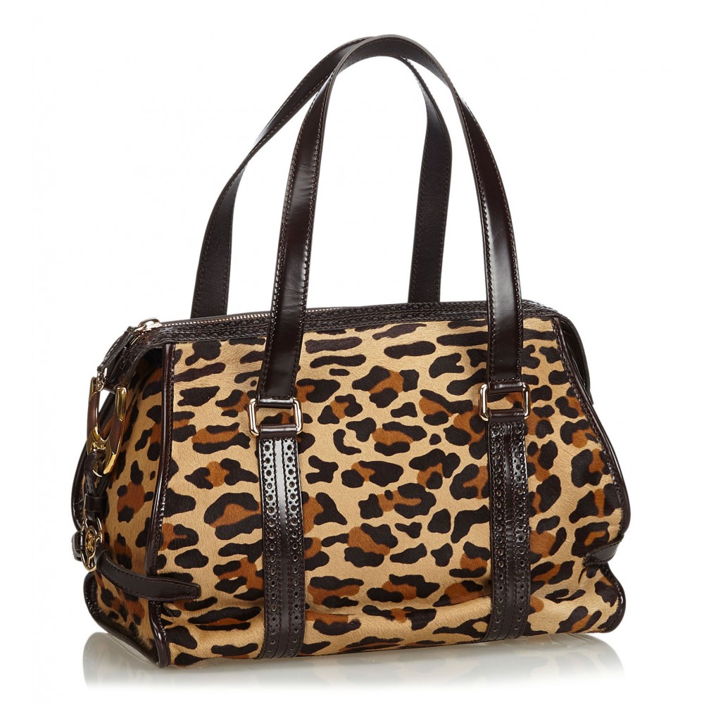 ALAÏA Le Papa leopard-print pony hair and leather shoulder bag