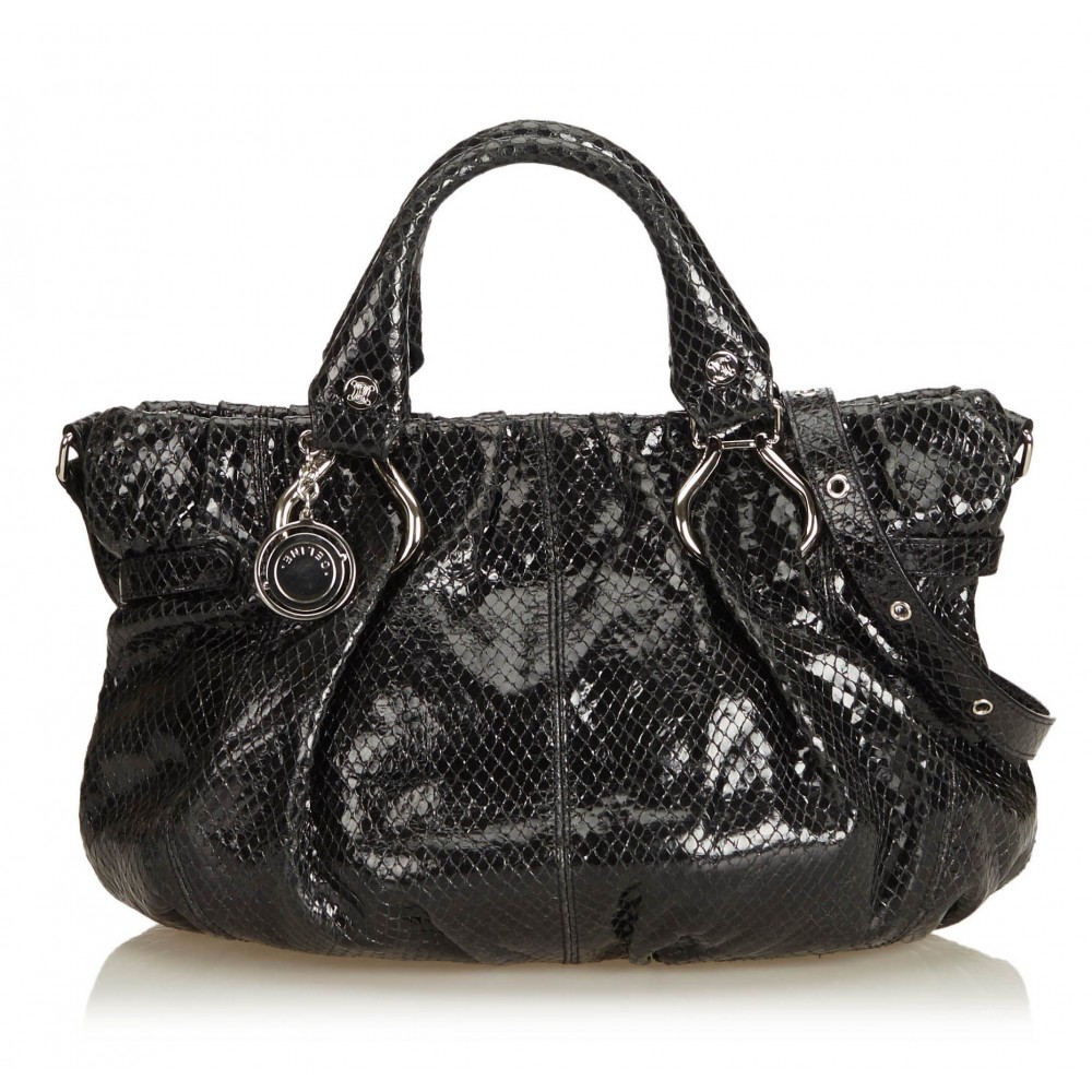 Céline Vintage - Embossed Patent Leather Satchel Bag - Black - Patent  Leather Handbag - Luxury High Quality - Avvenice