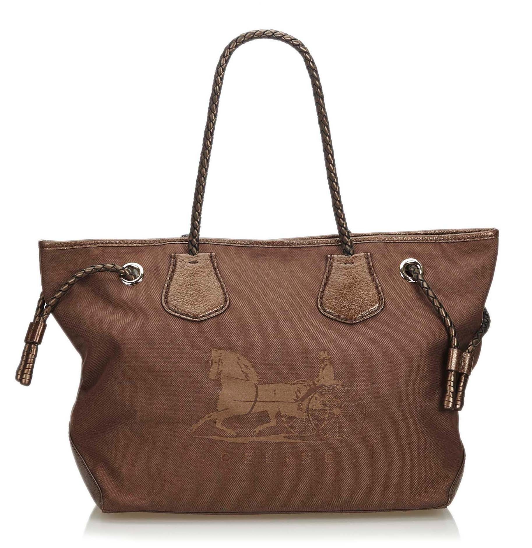 Céline Vintage - Canvas Tote Bag - Brown - Leather and Canvas Handbag - Luxury  High Quality - Avvenice