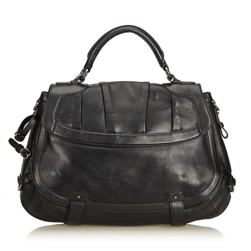Céline Vintage - Leather Satchel Bag - Black - Leather Handbag