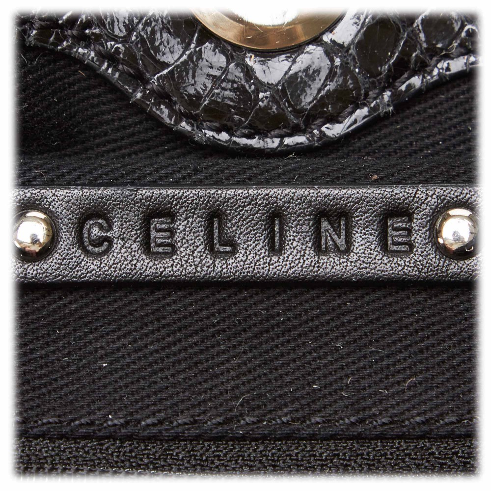 CELINE brand logo patent leather handbag Black Vintage Old Celine sb5xdm