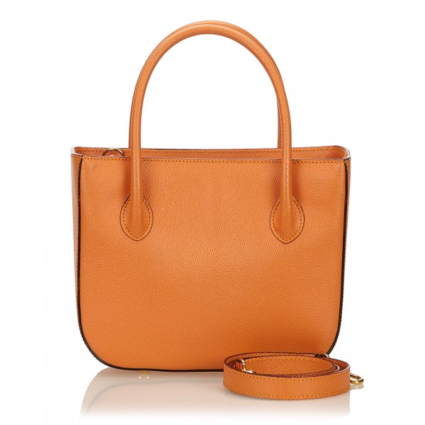 Céline Vintage - Leather Satchel Bag - Arancione - Borsa in Pelle - Alta Qualità Luxury