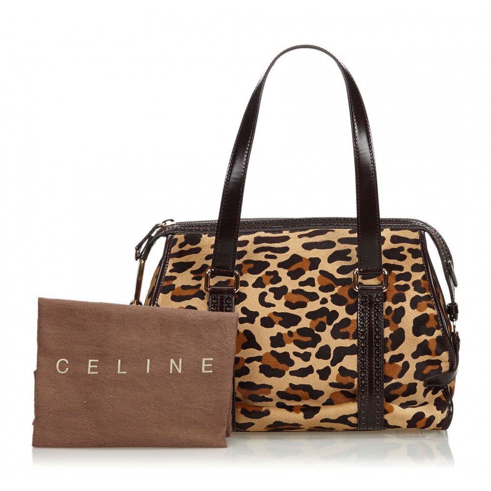 Céline Vintage - Leopard Print Pony Hair Shoulder Bag - Brown Leopard -  Leather Handbag - Luxury High Quality - Avvenice