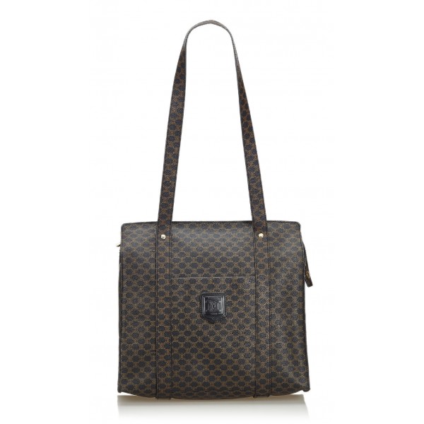 Sold at Auction: Celine Vintage Macadam Canvas and Leather Tote