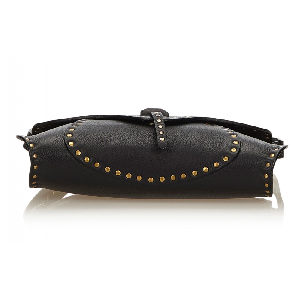 Céline Vintage - Studded Leather Baguette Bag - Black - Leather Handbag ...