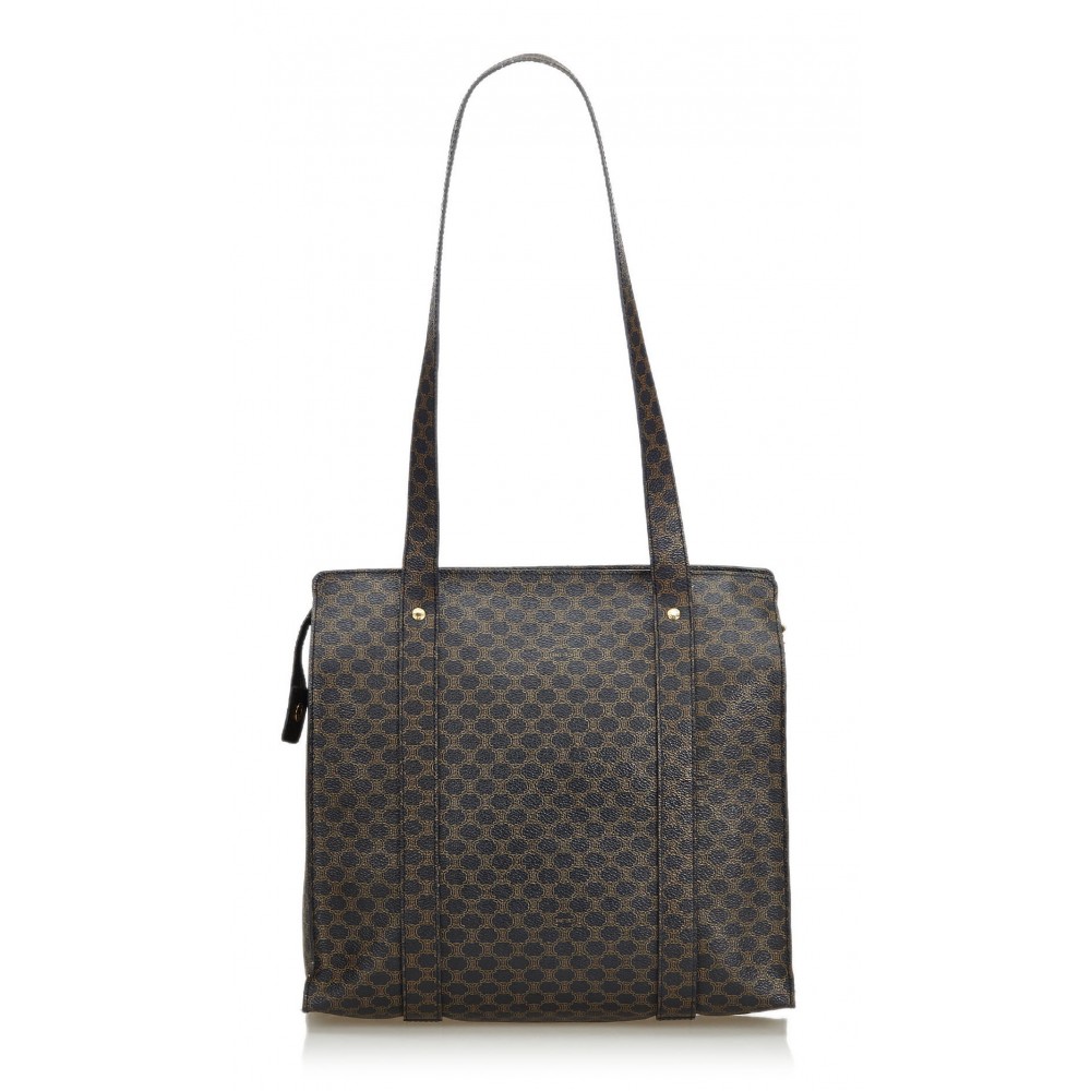 Céline Vintage - Macadam Tote Bag - Black - PVC Handbag - Luxury High ...