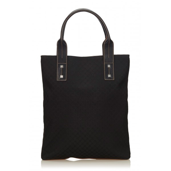 Céline Vintage - Macadam Jacquard Tote Bag - Black - Leather and