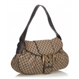 Céline Vintage - Macadam Canvas Shoulder Bag - Marrone Beige - Borsa in Pelle e Tessuto - Alta Qualità Luxury