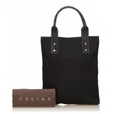 Céline Vintage - Macadam Jacquard Tote Bag - Nero - Borsa in Pelle e Tessuto - Alta Qualità Luxury