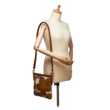 Céline Vintage - Floral Canvas Crossbody Bag - Marrone Beige - Borsa in Pelle e Tessuto - Alta Qualità Luxury