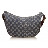 Céline Vintage - Macadam Denim Shoulder Bag - Blue Navy - Leather and Fabric Handbag - Luxury High Quality