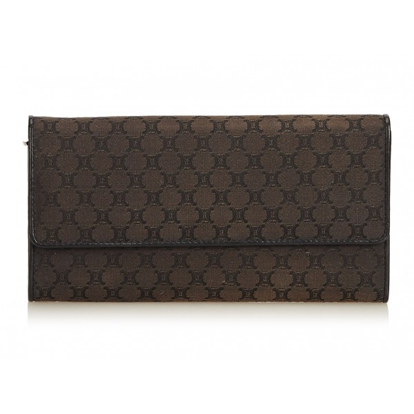 Céline Vintage - Macadam Jacquard Long Wallet - Brown - Leather Wallet - Luxury High Quality