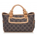 Céline Vintage - Macadam Jacquard Boogie Bag - Blue Navy - Leather and Fabric Handbag - Luxury High Quality