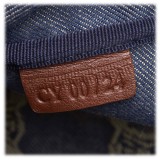 Céline Vintage - Macadam Denim Shoulder Bag - Blu Navy - Borsa in Pelle e Tessuto - Alta Qualità Luxury