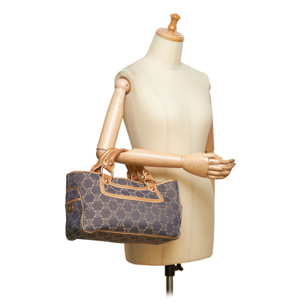 Céline Vintage - Macadam Denim Shoulder Bag - Blue Navy - Leather and  Fabric Handbag - Luxury High Quality - Avvenice