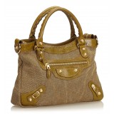 Balenciaga Vintage - Motocross Canvas Giant Town Bag - Brown Beige - Leather and Canvas Handbag - Luxury High Quality