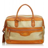 Balenciaga Vintage - Nylon Travel Bag - Marrone Beige - Borsa in Pelle e Tessuto - Alta Qualità Luxury