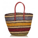 Balenciaga Vintage - Classic Panier Basket Bag - Brown Beige - Leather and Straw Handbag - Luxury High Quality