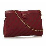 Balenciaga Vintage - Printed Jacquard Chain Bag - Red Bordeaux - Leather and Canvas Handbag - Luxury High Quality