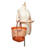 Balenciaga Vintage - Motocross Classic Panier Basket Bag - Orange White - Leather and Straw Handbag - Luxury High Quality