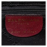 Balenciaga Vintage - Printed Jacquard Chain Bag - Rosso Bordeaux - Borsa in Pelle e Tessuto - Alta Qualità Luxury