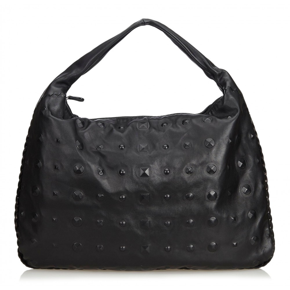 Bottega Veneta Vintage - Studded Leather Hobo Bag - Black - Leather Handbag  - Luxury High Quality - Avvenice