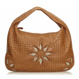 Bottega Veneta Vintage - Leather Flower Intrecciato Hobo Bag - Brown - Leather Handbag - Luxury High Quality