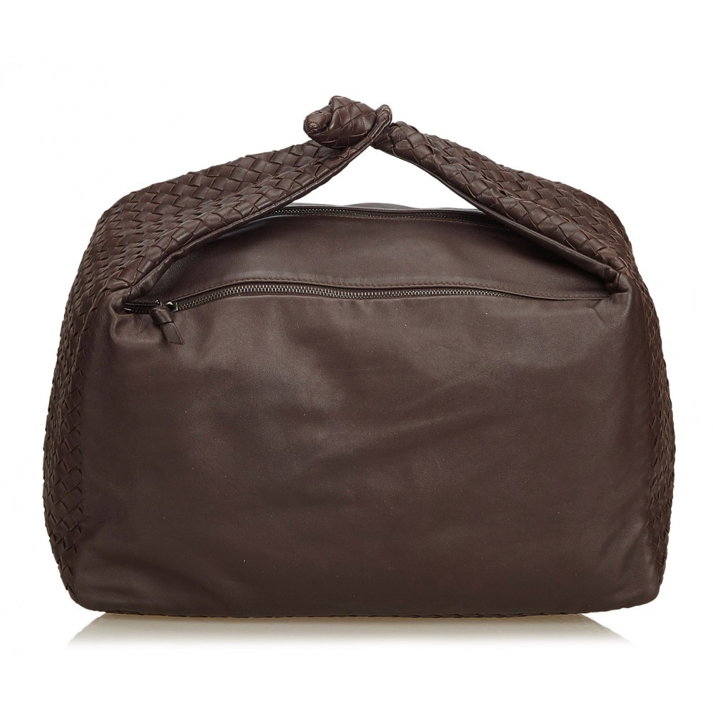 Intrecciato Leather Hobo Bag, Authentic & Vintage