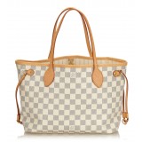 Louis Vuitton Vintage - Damier Azure Neverfull PM Bag - White Ivory Blue - Damier Canvas Leather Handbag - Luxury High Quality