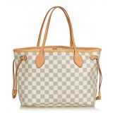 Louis Vuitton Vintage - Damier Azure Neverfull PM Bag - Bianco Avorio Blu - Borsa in Pelle e Tela Damier - Alta Qualità Luxury