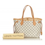 Louis Vuitton Vintage - Damier Azure Neverfull PM Bag - White Ivory Blue - Damier Canvas Leather Handbag - Luxury High Quality