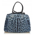 Dolce & Gabbana Vintage - Leopard Printed Denim Tote Bag - Blue Navy - Borsa in Pelle e Tessuto - Alta Qualità Luxury
