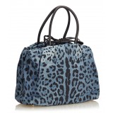 Dolce & Gabbana Vintage - Leopard Printed Denim Tote Bag - Blu Navy - Leather and Canvas Handbag - Luxury High Quality