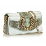 Dolce & Gabbana Vintage - Satin Python Chain Crossbody Bag - Verde Oro - Borsa in Pelle e Tessuto - Alta Qualità Luxury