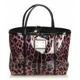 Dolce & Gabbana Vintage - Leopard Printed Tote Bag - Viola - Borsa in Pelle e Tessuto - Alta Qualità Luxury