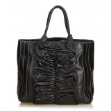 Dolce & Gabbana Vintage - Gathered Leather Tote Bag - Nero - Borsa in Pelle - Alta Qualità Luxury