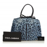 Dolce & Gabbana Vintage - Leopard Printed Denim Tote Bag - Blu Navy - Leather and Canvas Handbag - Luxury High Quality