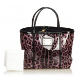 Dolce & Gabbana Vintage - Leopard Printed Tote Bag - Purple - Leather and Canvas Handbag - Luxury High Quality