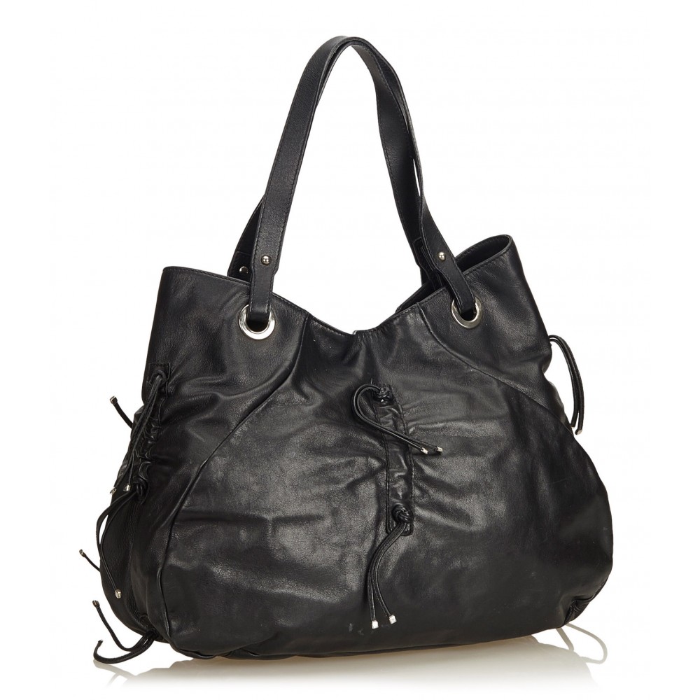 Vintage Leather Handbag Dissona Italy Black Luxurious Leather -  UK