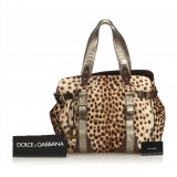 Dolce & Gabbana Vintage - Leopard Printed Ponyhair Tote Bag - Brown Beige - Leather Handbag - Luxury High Quality