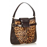Dolce & Gabbana Vintage - Leopard Printed Pony Hair Hobo Bag - Brown - Leather Handbag - Luxury High Quality